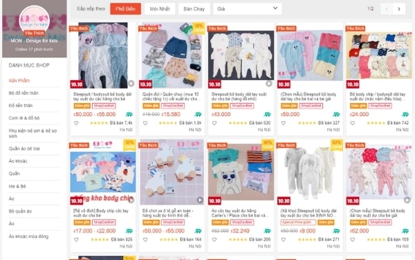 top 5 shop quan ao tre em shopee