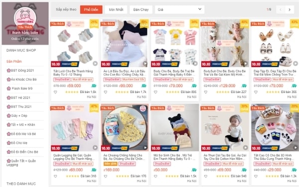 top 5 shop quan ao tre em shopee